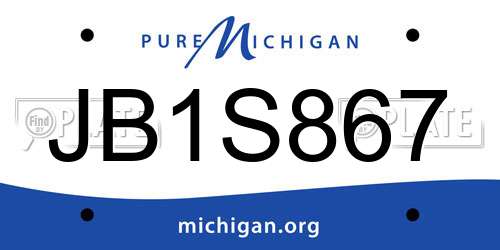 JB1S867 Michigan License Plate