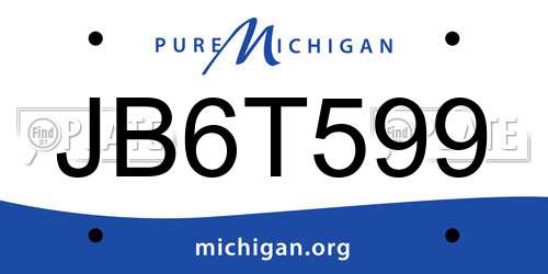 JB6T599 Michigan License Plate