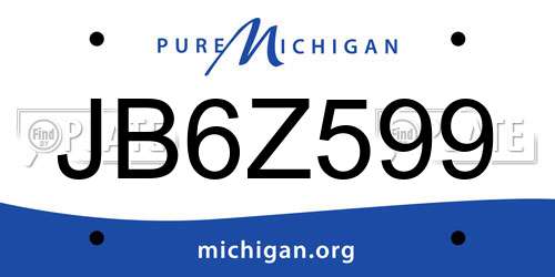JB6Z599 Michigan License Plate
