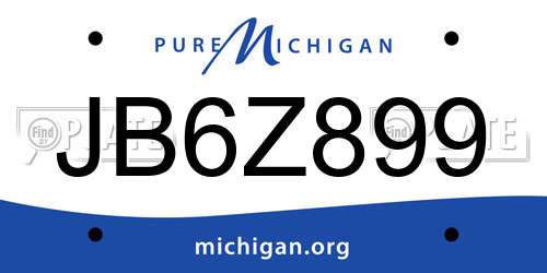 JB6Z899 Michigan License Plate