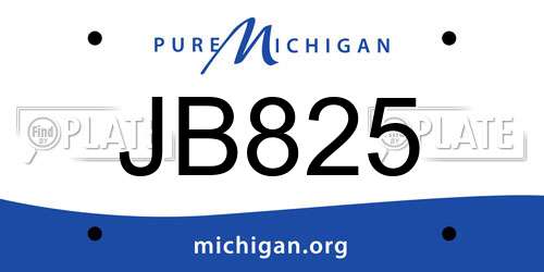 JB825 Michigan License Plate