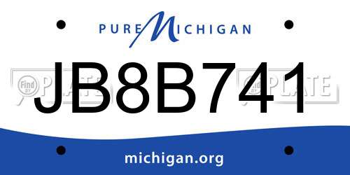 JB8B741 Michigan License Plate