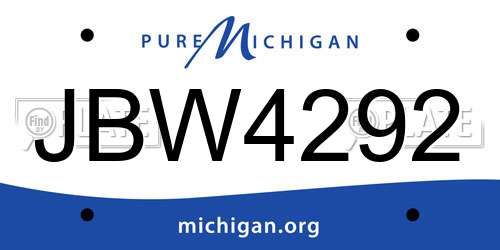 JBW4292 Michigan License Plate
