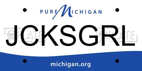 JCKSGRL Michigan License Plate