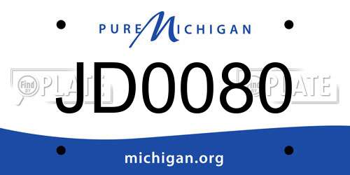 JD0080 Michigan License Plate