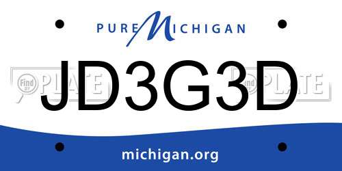 JD3G3D Michigan License Plate