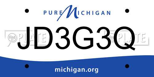 JD3G3Q Michigan License Plate