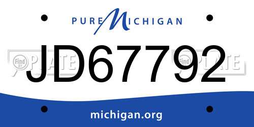JD67792 Michigan License Plate