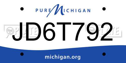 JD6T792 Michigan License Plate