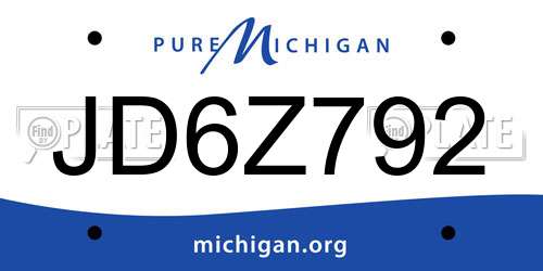 JD6Z792 Michigan License Plate