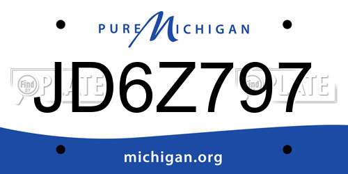 JD6Z797 Michigan License Plate