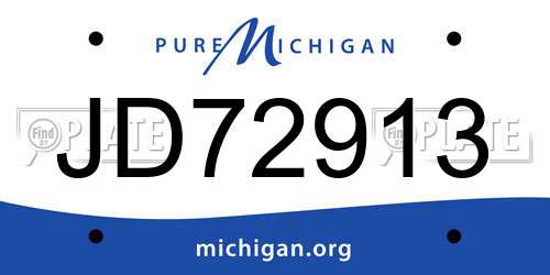 JD72913 Michigan License Plate