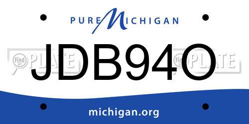 JDB94O Michigan License Plate