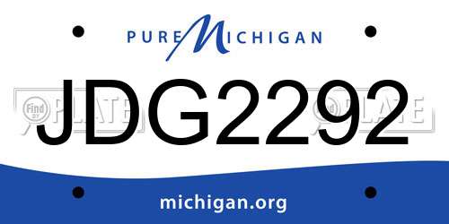 JDG2292 Michigan License Plate
