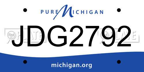 JDG2792 Michigan License Plate