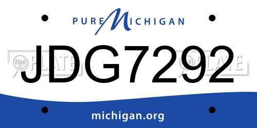 JDG7292 Michigan License Plate