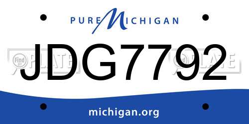 JDG7792 Michigan License Plate