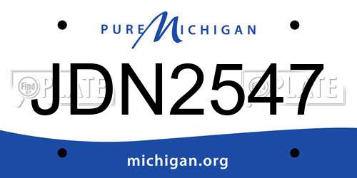 JDN2547 Michigan License Plate