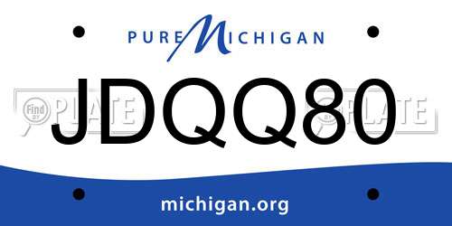 JDQQ80 Michigan License Plate