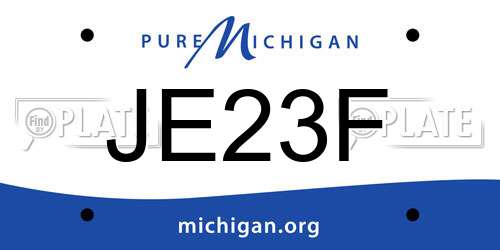 JE23F Michigan License Plate