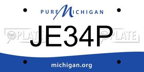 JE34P Michigan License Plate