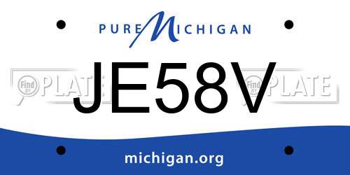 JE58V Michigan License Plate