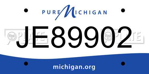 JE89902 Michigan License Plate