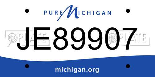 JE89907 Michigan License Plate