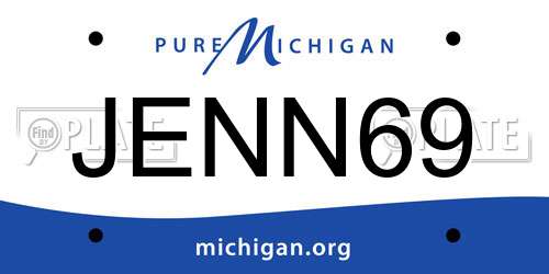 JENN69 Michigan License Plate