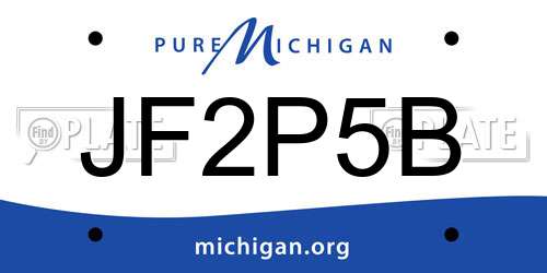 JF2P5B Michigan License Plate