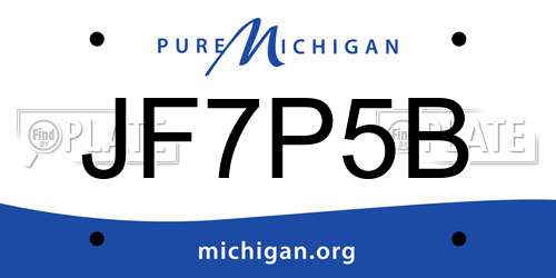 JF7P5B Michigan License Plate