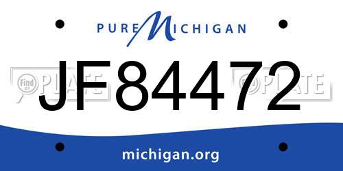 JF84472 Michigan License Plate