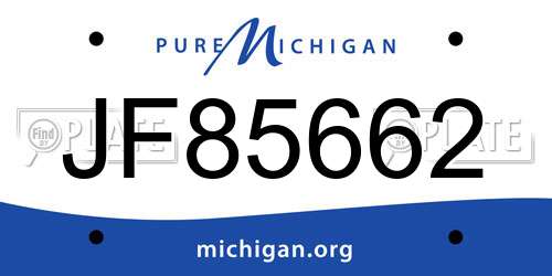 JF85662 Michigan License Plate