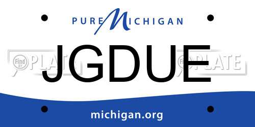 JGDUE Michigan License Plate