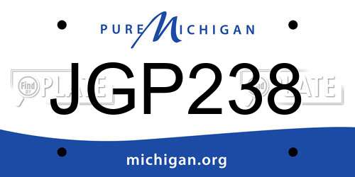 JGP238 Michigan License Plate