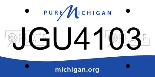 JGU4103 Michigan License Plate