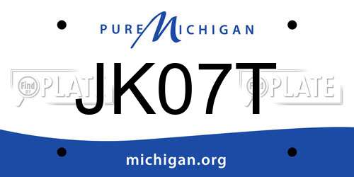 JK07T Michigan License Plate