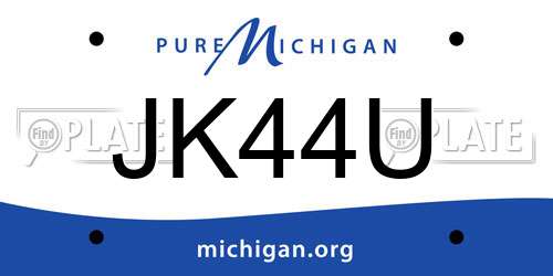 JK44U Michigan License Plate