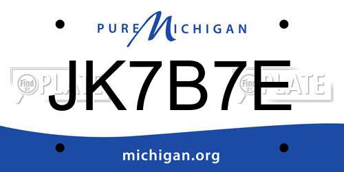 JK7B7E Michigan License Plate