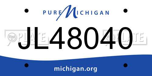 JL48040 Michigan License Plate