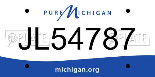 JL54787 Michigan License Plate