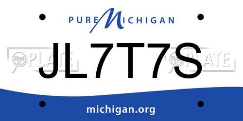 JL7T7S Michigan License Plate