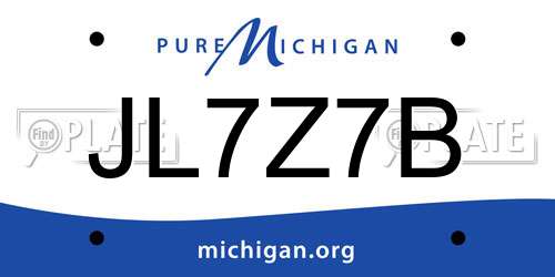 JL7Z7B Michigan License Plate