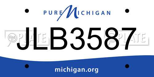 JLB3587 Michigan License Plate