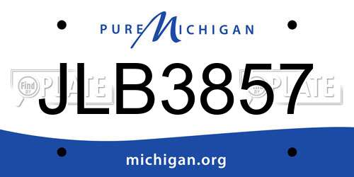 JLB3857 Michigan License Plate