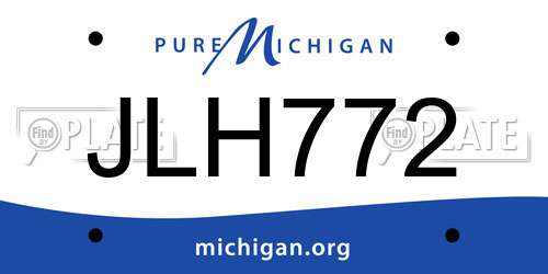 JLH772 Michigan License Plate
