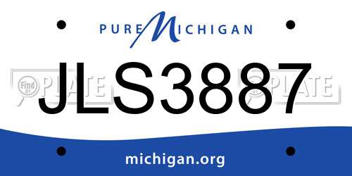 JLS3887 Michigan License Plate