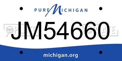 JM54660 Michigan License Plate