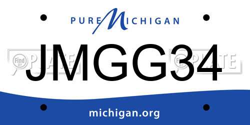 JMGG34 Michigan License Plate