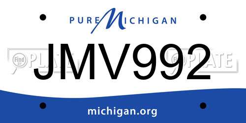 JMV992 Michigan License Plate
